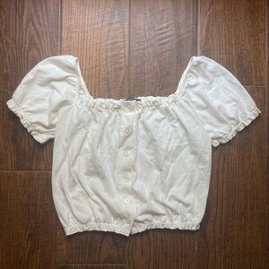 Brandy Melville Cropped Square Neck Peasant Top
